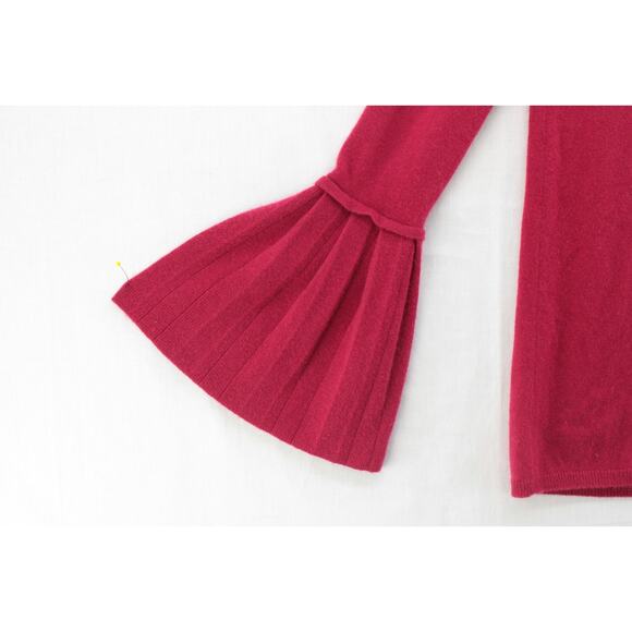 Neiman Marcus 100% Cashmere Sweater Women's Small Red Bell Sleeve Cozy Luxury - Picture 3 of 8